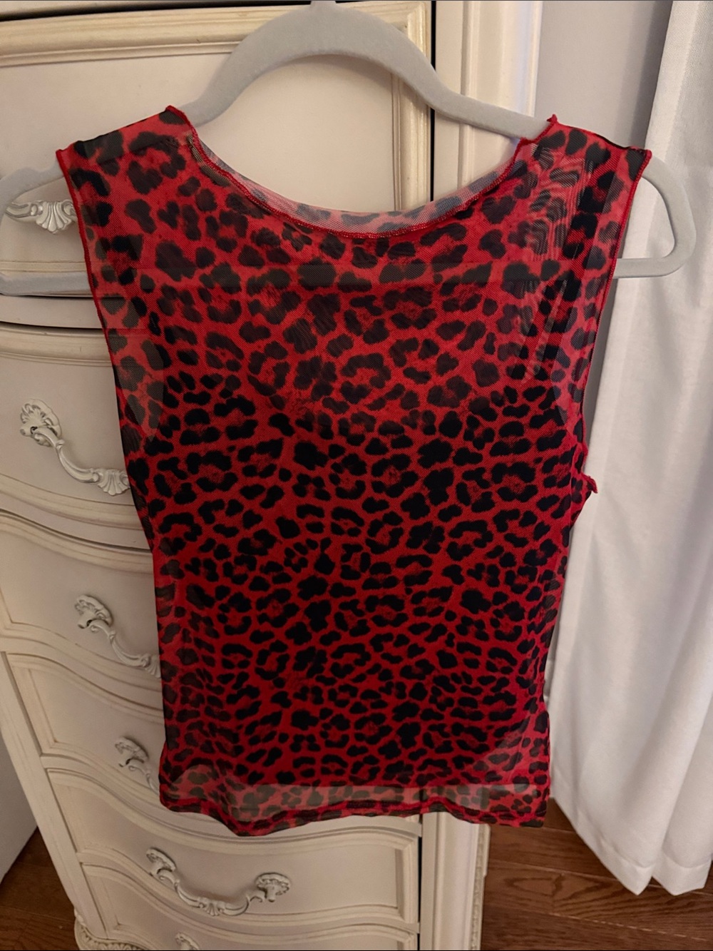 Missguided Red and Black Leopard Print Mesh Tank
